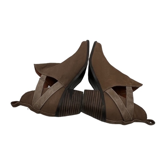 Lucky Brand Brown Suede Peep Toe Block Heel Ankle Boots Size 6 Women's - Picture 6 of 9